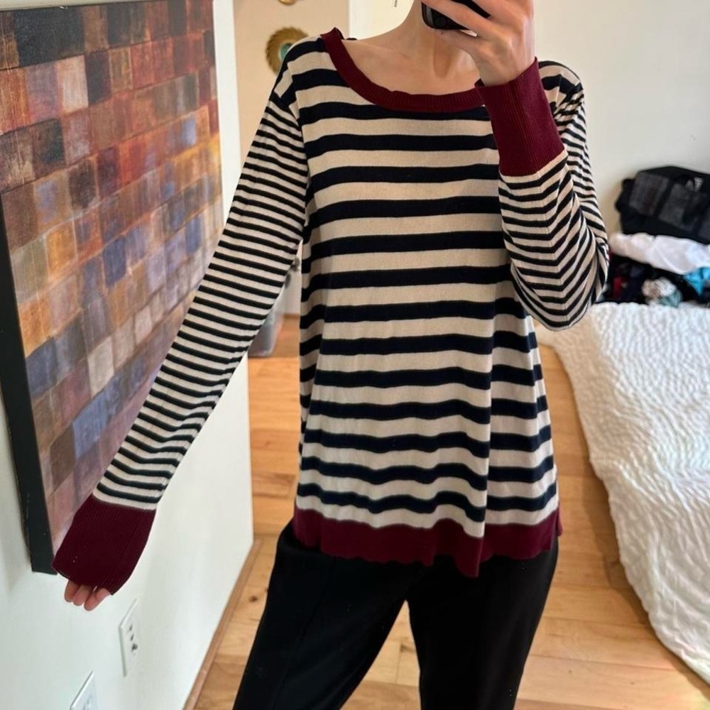 Striped Sweater with Red Accents